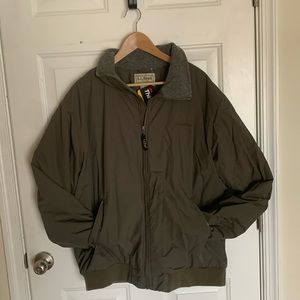 L. L. Bean dark green full zip pocket jacket.